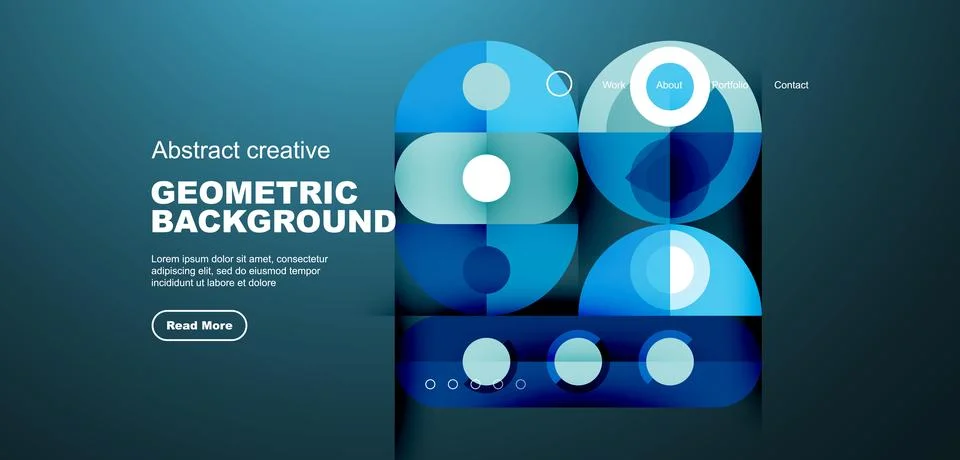 Abstract technology landing page background with circles and round elements Stock Illustration