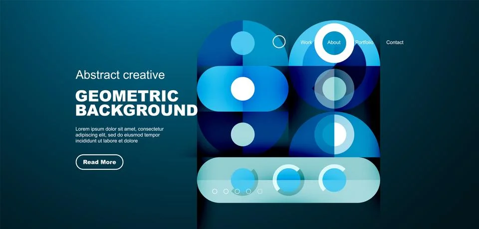 Abstract technology landing page background with circles and round elements Stock Illustration