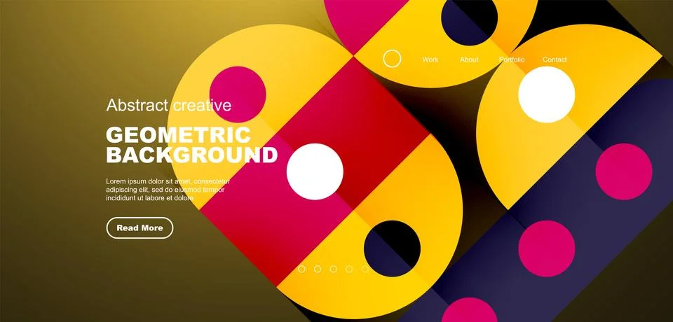 Abstract technology landing page background with circles and round elements Stock Illustration