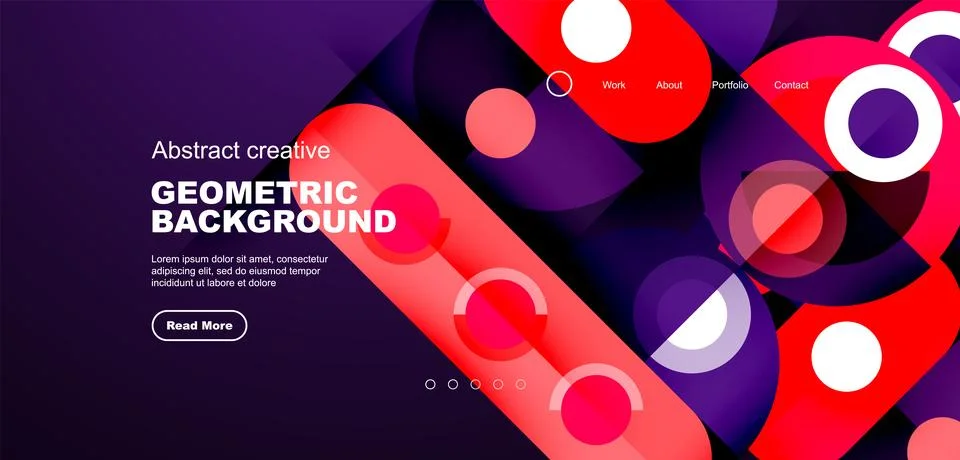 Abstract technology landing page background with circles and round elements Stock Illustration