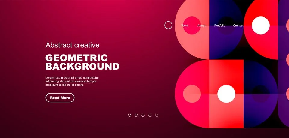Abstract technology landing page background with circles and round elements Illustrazione stock