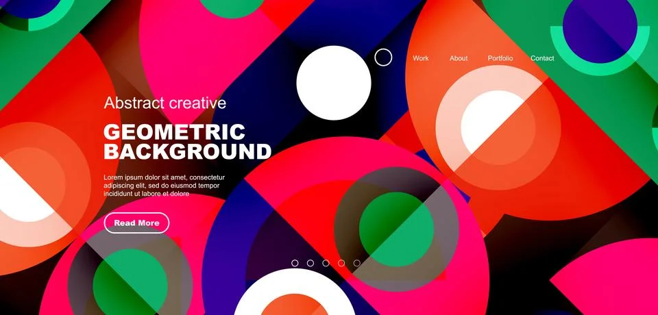 Abstract technology landing page background with circles and round elements Stock Illustration