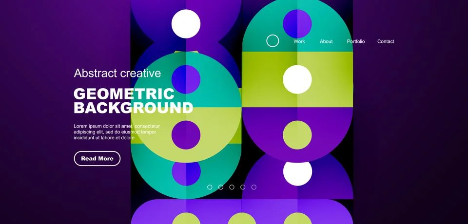 Abstract technology landing page background with circles and round elements Stock Illustration