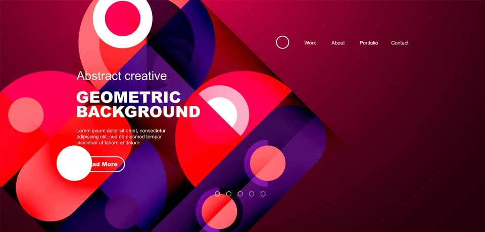Abstract technology landing page background with circles and round elements Stockillustratie