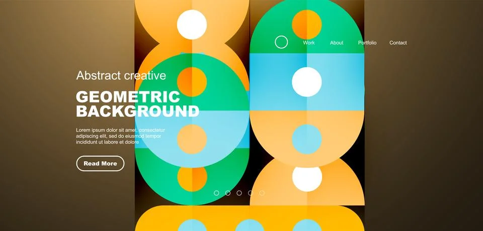 Abstract technology landing page background with circles and round elements Stock Illustration