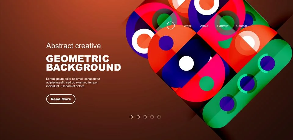 Abstract technology landing page background with circles and round elements Stockillustratie