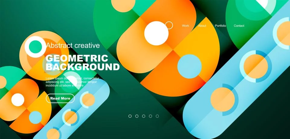 Abstract technology landing page background with circles and round elements Stockillustratie
