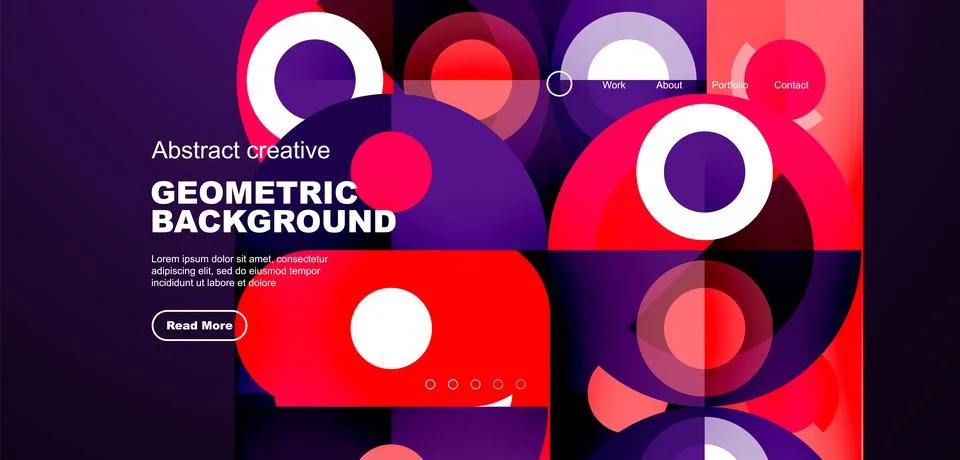 Abstract technology landing page background with circles and round elements Stock Illustration