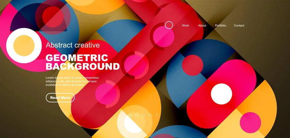 Abstract technology landing page background with circles and round elements 스톡 일러스트