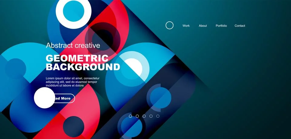 Abstract technology landing page background with circles and round elements Stock Illustration