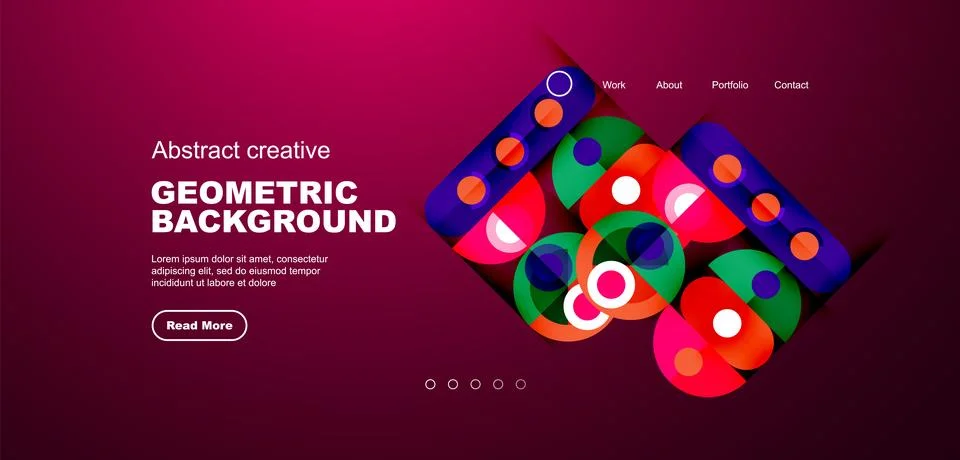 Abstract technology landing page background with circles and round elements 스톡 일러스트
