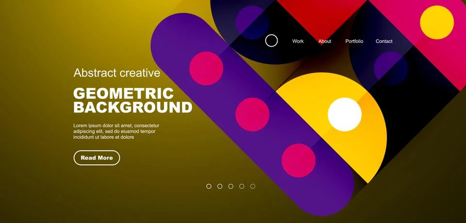 Abstract technology landing page background with circles and round elements 库存插图