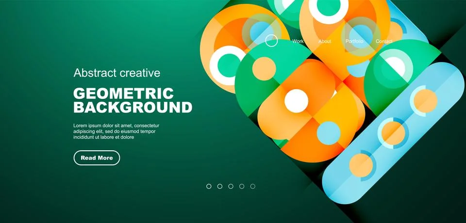 Abstract technology landing page background with circles and round elements Stock Illustration