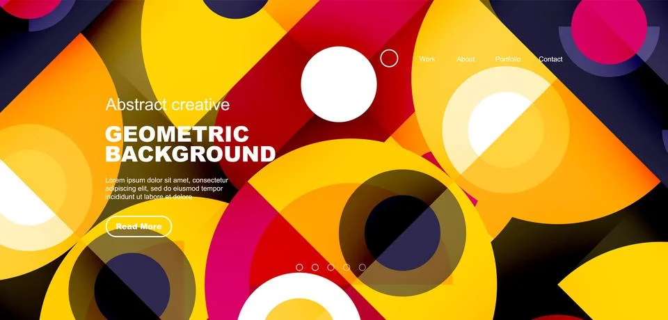 Abstract technology landing page background with circles and round elements Stock Illustration