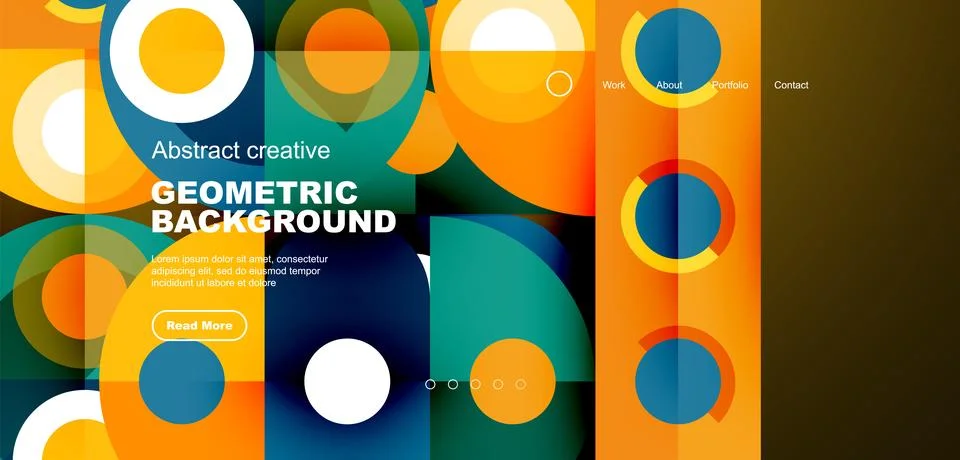 Abstract technology landing page background with circles and round elements Stock Illustration