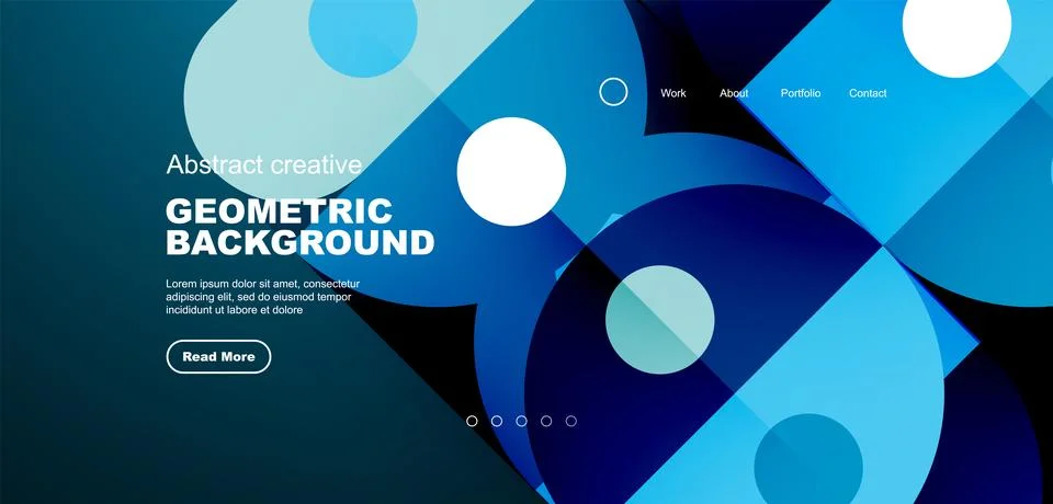 Abstract technology landing page background with circles and round elements Stock Illustration