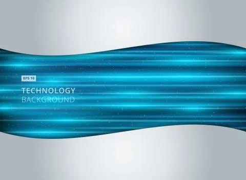 Abstract technology light blue laser horizontal background with copy space. Stock Illustration