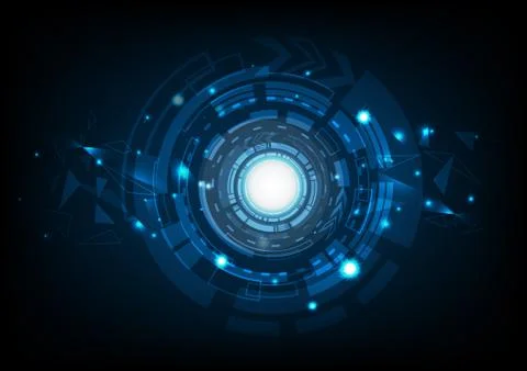 Abstract technology with lightning sparkle and triangles molecules digital Stock Illustration