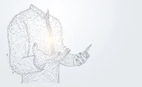 Abstract technology line triangle and points businessman low poly hold the ph イラスト素材