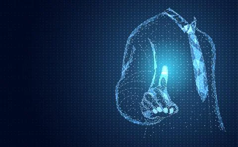 Abstract technology line triangle and points businessman low poly finger poin Иллюстрация