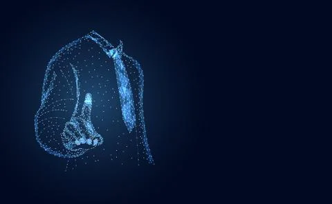 Abstract technology line triangle and points businessman low poly finger poin Illustrazione stock