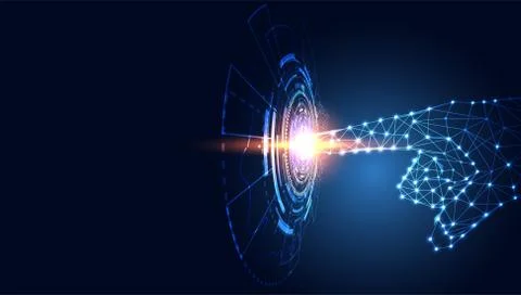 Abstract technology line triangle and points hand low poly future modern wire 스톡 일러스트