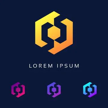 Abstract technology logo template vector icon - Geometric Monogram Design Stock Illustration