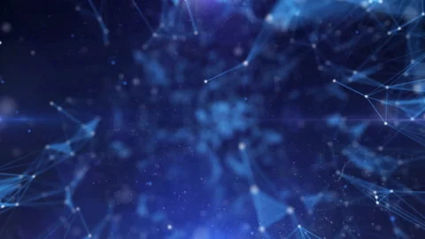 Abstract technology of low poly triangle shape with dots and lines network Stock Footage 216724689