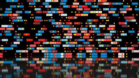 Abstract technology with many rectangles background, surface with reflection, 3d Stock Illustration