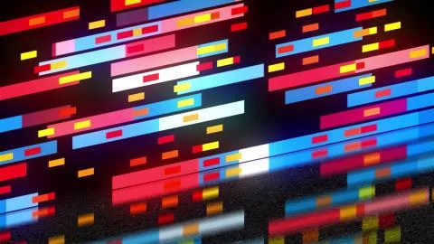 Abstract technology with many rectangles background, surface with reflection, 3d Stock Illustration