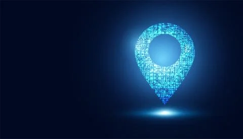 Abstract technology Map pin low poly Futuristic glowing Gps Modern design fut Illustration