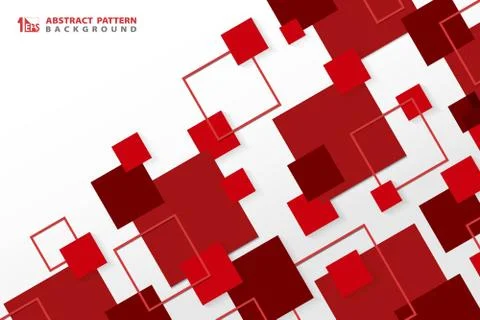 Abstract technology modern red square geometric pattern background. Stock Illustration