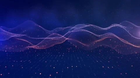 Abstract technology with molecule, Flowing dot particle wave flow line Stock Footage 313726876