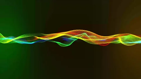 Abstract technology multicolor particle flow and wave animated background. .. Stock Footage 292880167