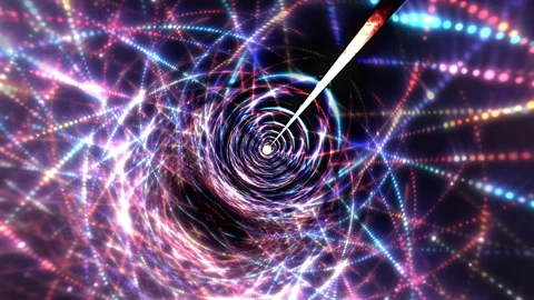 Abstract Technology Neon Lines Mesmerizing Rotating Swirling Forms Stock Footage 158272087