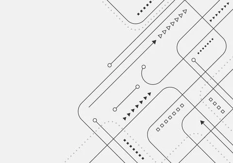 Abstract technology network connection black geometric circuit lines and node Stock Illustration
