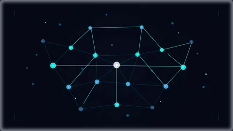 Abstract technology network connection, digital data stream, glowing nodes Stock Footage 347939914