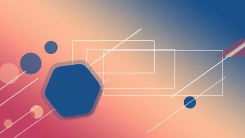 Abstract technology network graphic with geometric shapes, glowing lines, a.. Stock Illustration