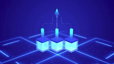 Abstract Technology Network with Holographic Elements Stock Footage 306193204