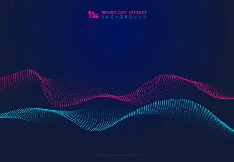 Abstract technology particles wavy design 3D movement of sound dynamic Stock Illustration