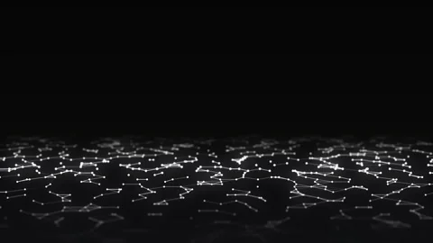 Abstract technology perspective grid. Digital space with mesh. Video stock 247552287