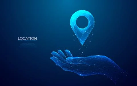 Abstract technology pin on hand. Location and GPS concept Stock Illustration