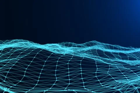 Abstract technology plexus blue dynamic digital surface on blue gradient with Иллюстрация