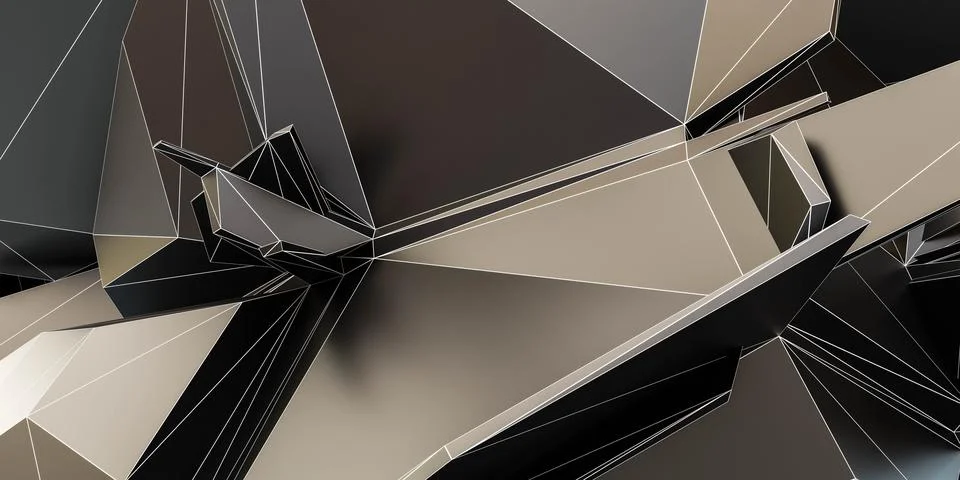 Abstract technology polygon mesh object background 3d render illustration Illustrazione stock