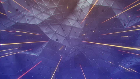 Abstract technology polygonal background 3D render seamless loop animation Stock Footage 133212543