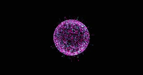 Abstract technology purple sphere background made of animated lines and dots Stock Footage 165902757