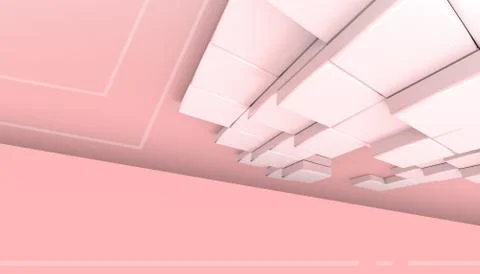 Abstract Technology Red background and Architecture modern ideas Cubic shape Stock Illustration