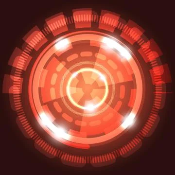 Abstract technology red background with circles Stock Illustration