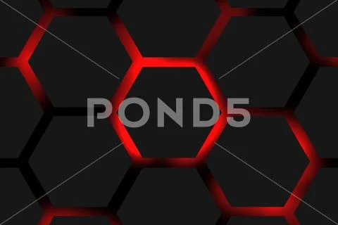 Abstract technology red black hexagonal background Illustrazione stock