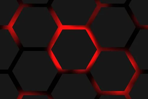 Abstract technology red black hexagonal background イラスト素材